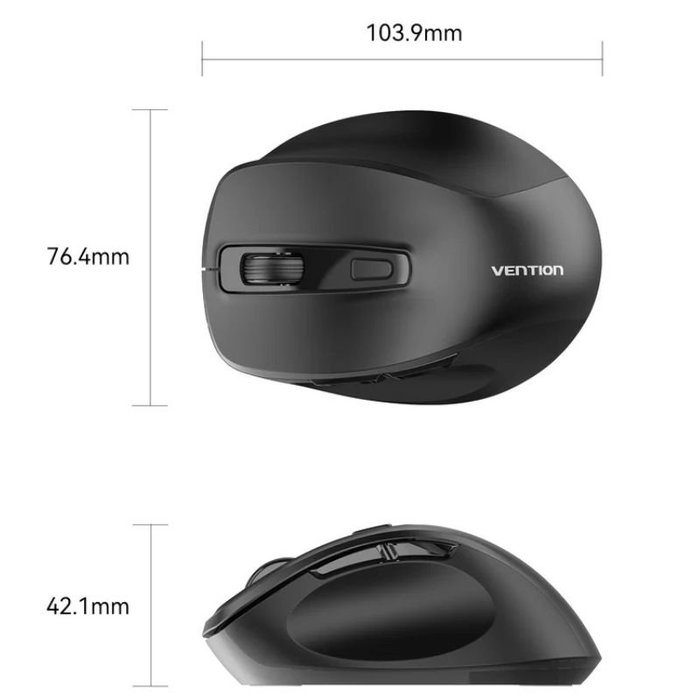 Vention Ratón Ergonómico Inalámbrico KTMB0 Negro